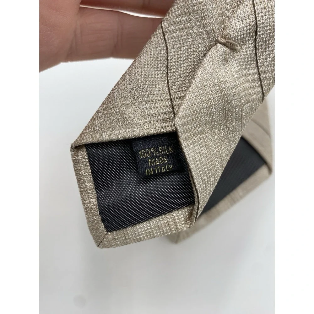Valentino Men's‎ 100% Silk Striped Necktie Beige *read*